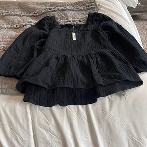 Madewell Black tiered organza like top. Size small . New with tags.
